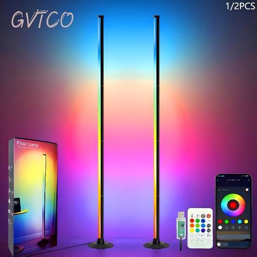 1/2 pezzi lampada da terra led smart rgbicb mood ambient light moderno minimalista stile retroilluminazione app/telecomando illuminazione decorazione comodino decorazione regalo di compleanno halloween decorazioni natalizie