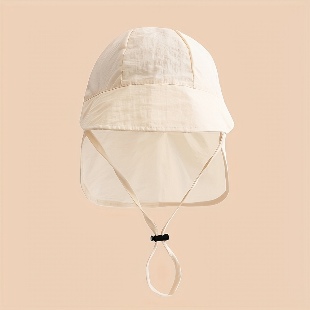 E-shop 1 Stück Sommer Leichter Einfarbiger Sonnenhut für Babys, Einfacher Atmungsaktiver Sonnenschutz-Schal-Stil Fischerhut mit Verstellbaren
