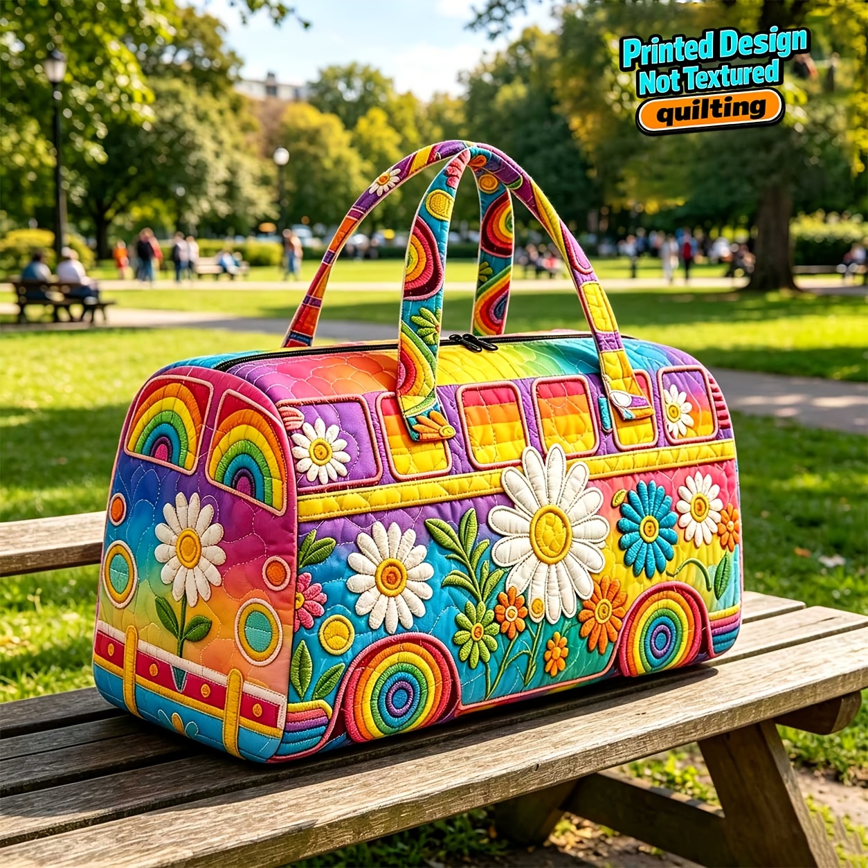 TEMU Printed Design – Not Textured. Quilted Women's Printed Tote Bag, Quilting Outdoor Luggage Organizer Bag, Yoga/gym Bag, Travel Bag/luggage