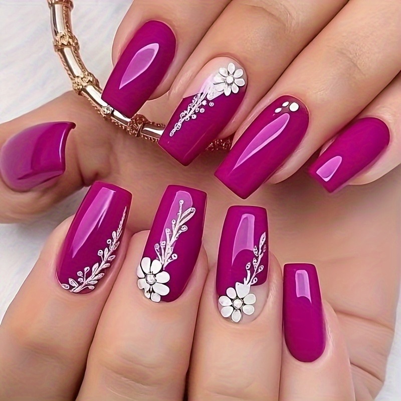 Long Style Detachable Glossy Press-on Nails 24pcs Elegant Fashion Nail Stickers Suitable For Festivals And Daily Wear