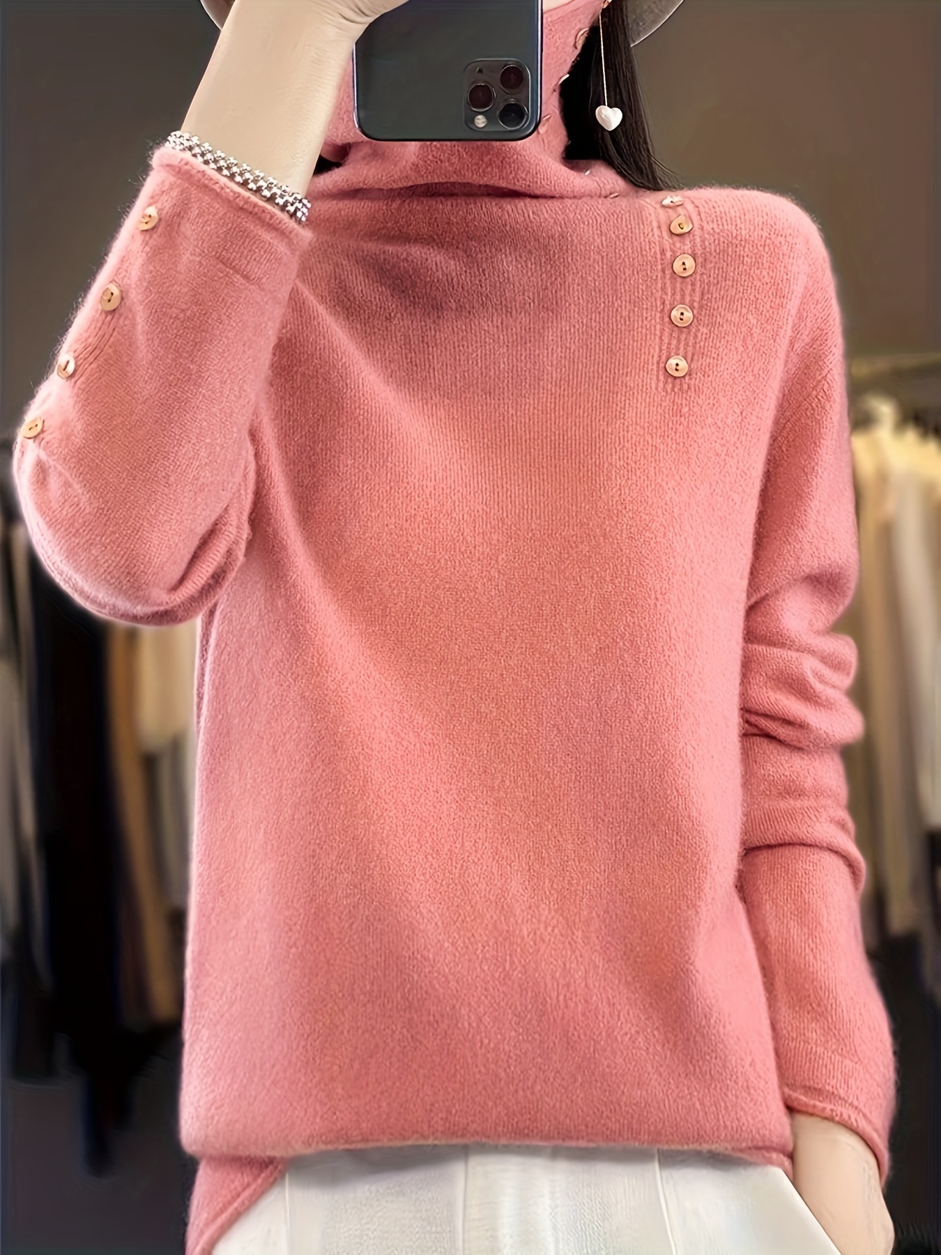 ●PINK PINEAPPLE● WINTER COZY TURTLENECK TOPBLACK m1037_138 Cozy Brioche Rib Knit Drop Shoulder Bishop Sleeve Oversized