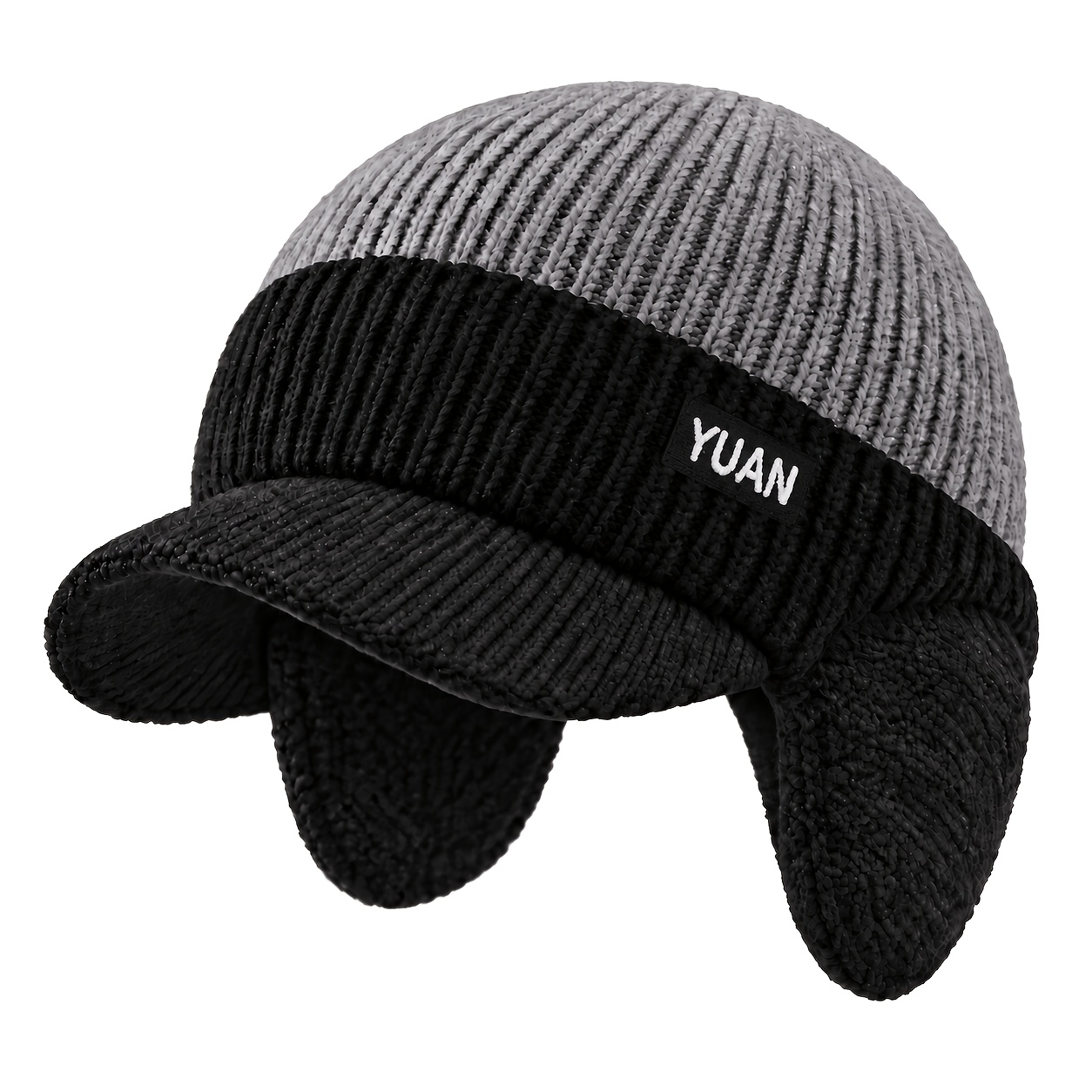 TEMU 1 Gorro unisex de otoño/invierno con ala, gorra engrosada con forro de felpa y protección para , gorra de béisbol versátil, y a prueba de frío