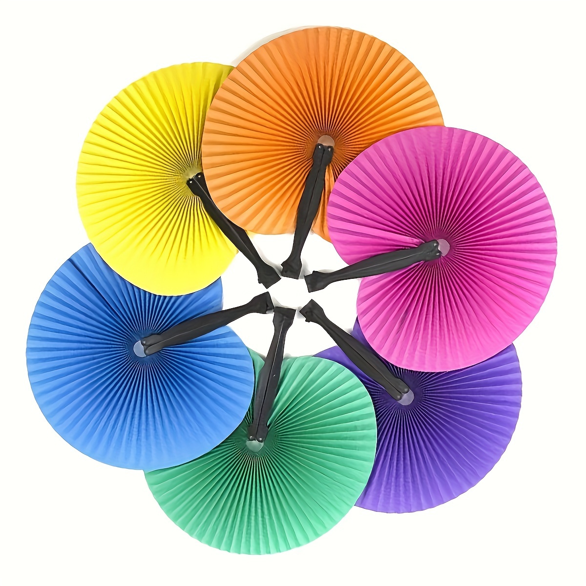 

6 Packs, Round Folding Handheld Paper Fans Accordion Colorful Decorative Fans Assortment For Party Favor Wedding Birthday Celebration Party Supplies