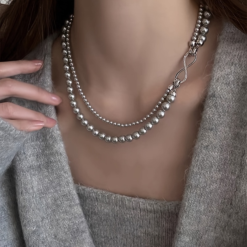 Double Tier Pearl Necklace with Adjustable Clasp