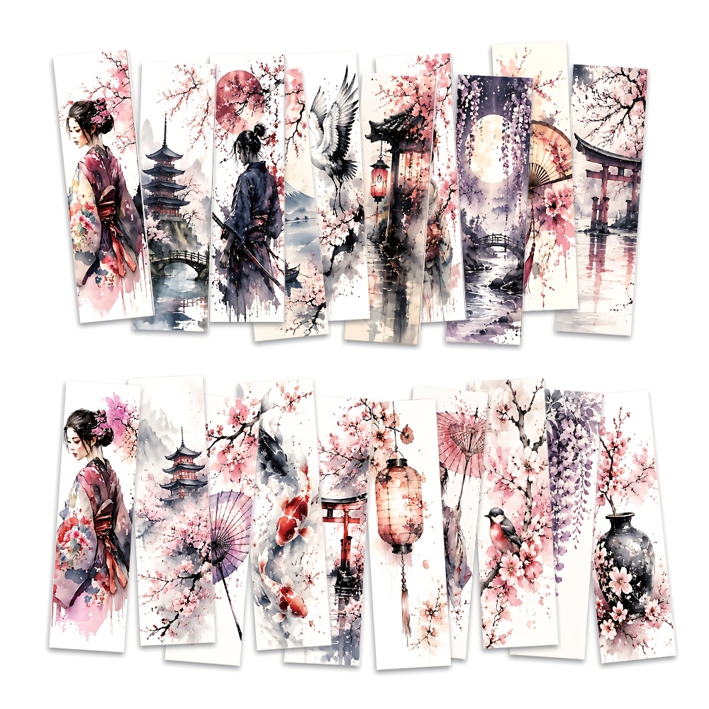 TEMU Lot de 20 marque-pages Fille en Kimono avec de et de grues - Convient aux enseignants, aux amateurs de livres, aux cadeaux scolaires, à de