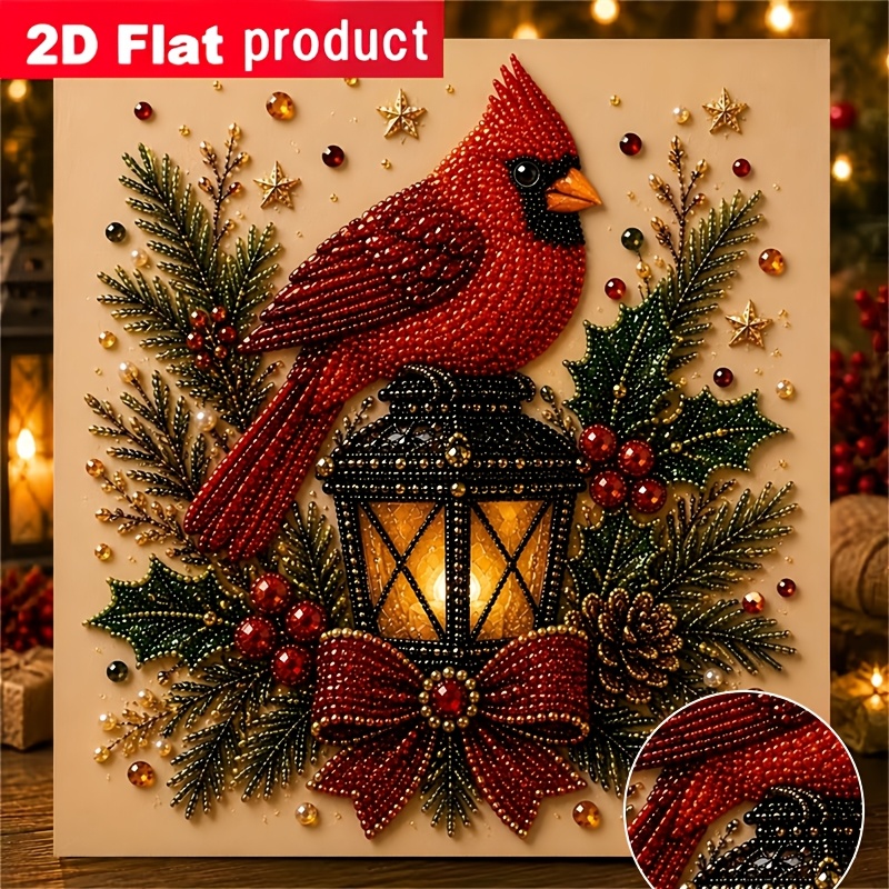 TEMU New Colored Diamond Painting Kit, On Christmas Lantern, Suitable For Beginners, For Home Or Office Wall Decoration, Gift, Holiday Decor, Holiday