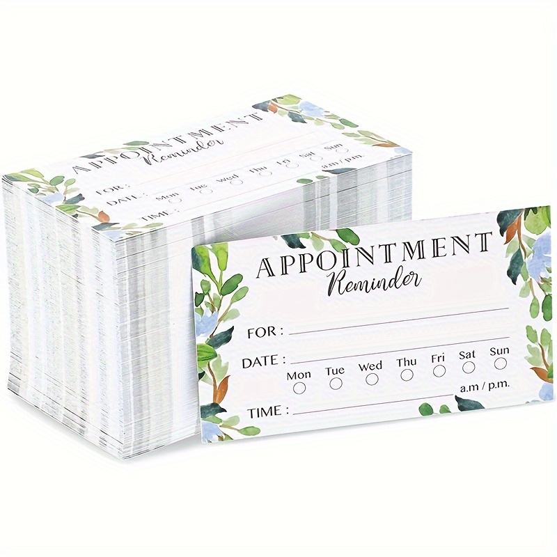 

100-piece Leaf Design Appointment Reminder Cards, 3.5 X 2 Inches - Perfect For Businesses, Salons, Hair Stylists, Nail Salons, Massage Therapists & Doctors