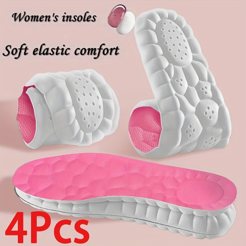 4pcs Sponge Sports Shoe Insoles, Shock-Absorbing, Comfortable, Breathable, for Men, Women, Running Accessories