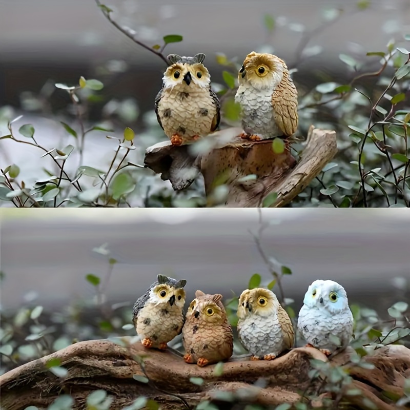 

Miniature Resin Owl Set: Perfect For Potted Plants, Terrariums, Office, Home, And Garden Decorations