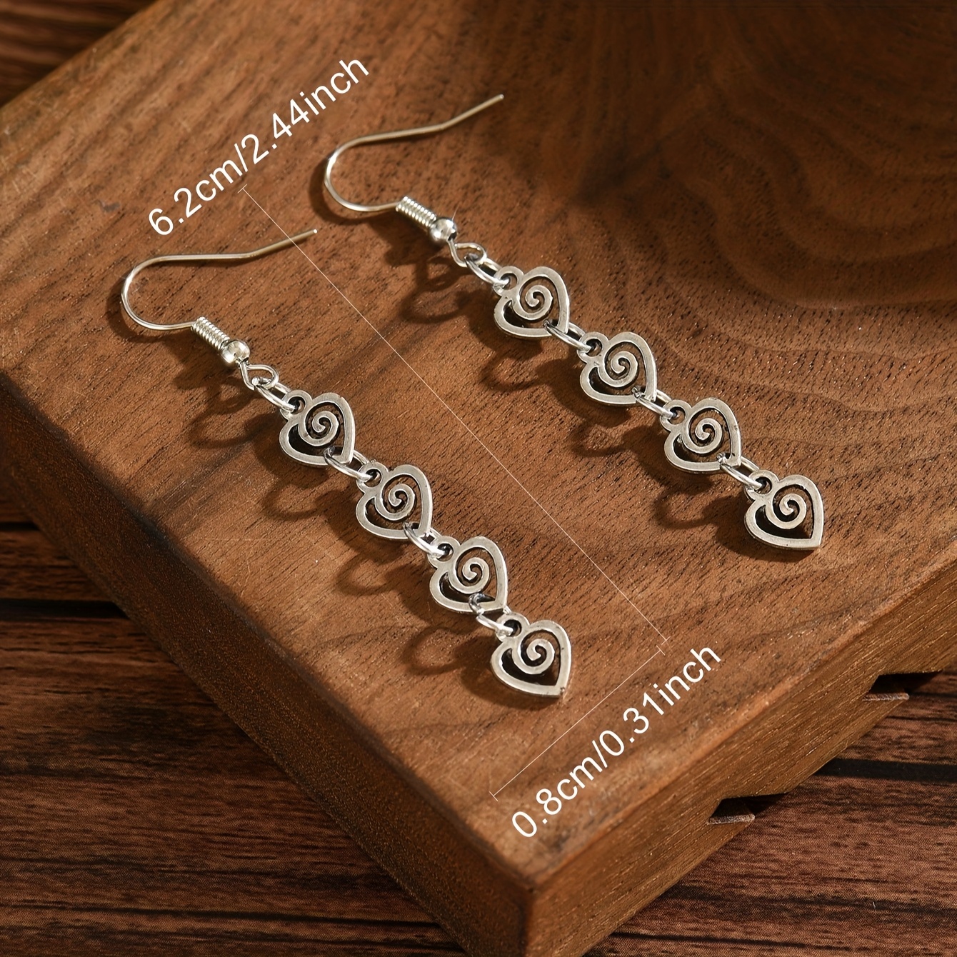 Women's Vintage Distressed Geometric Heart Swirl Earring Pendants