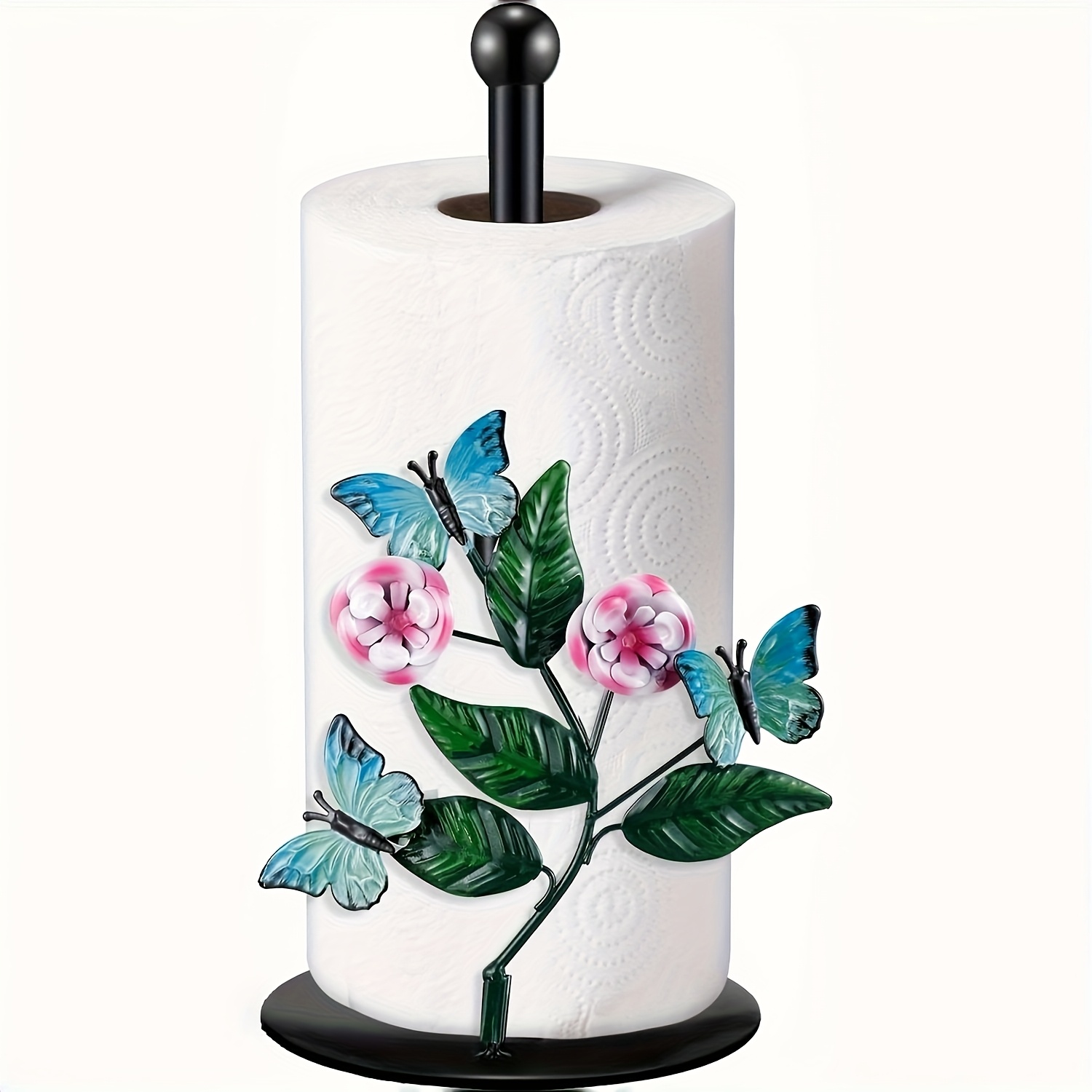 metal tissue box holder with floral   iron countertop decor for kitchen bathroom living room decorative paper towel dispenser with sturdy base Product details 0