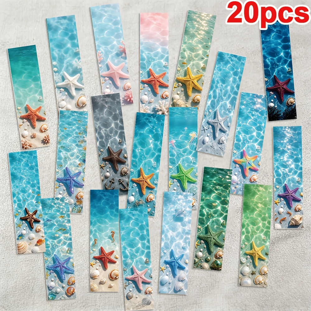 TEMU Set di segnalibri a forma di stella marina e corallo da 20 pezzi, 5,9�1,57 pollici, grande quantit�, alta qualit�, regalo di compleanno le feste