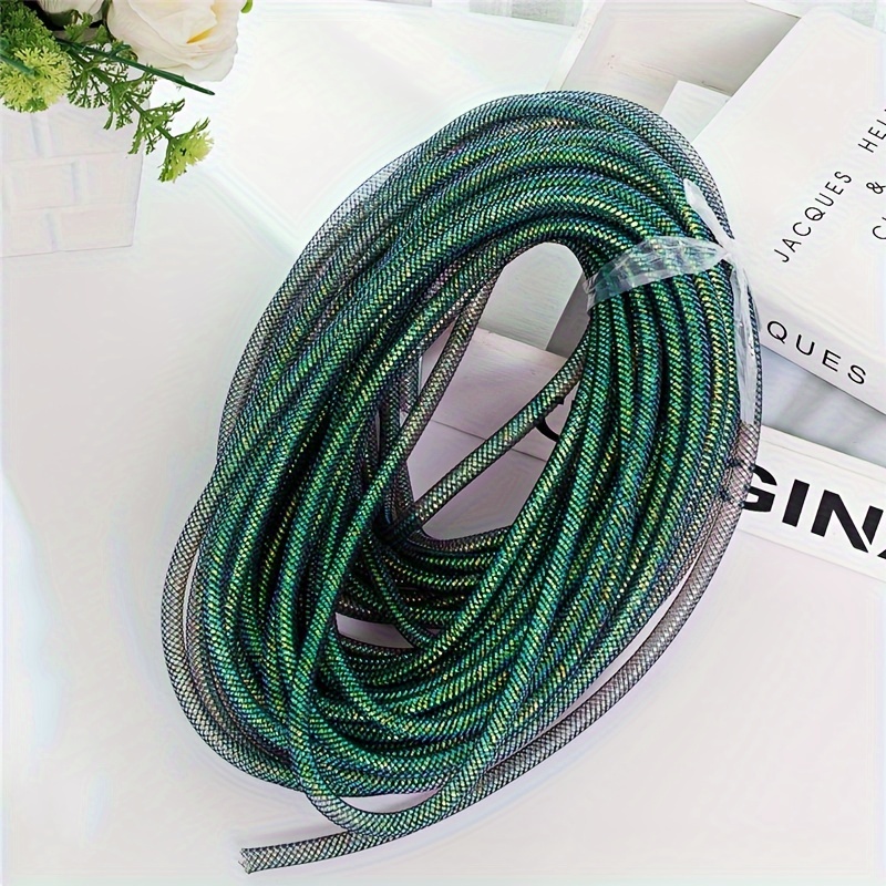Image of 25 Yards Mesh Tube Ribbon For Hair Shoes Bags Costume Diy Crafts Decor Holographic