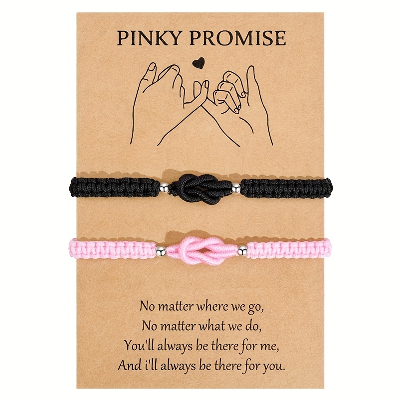 TEMU 2 Hand-woven Love Knot Bracelets - Elegant Bohemian Style Nylon Friendship Bracelets For Couples, Anniversaries, Birthdays, Christmas,