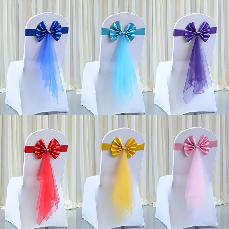 

10pcs Elegant Chair Sashes With Bow Ties - & Reusable Decor For Weddings, Parties,