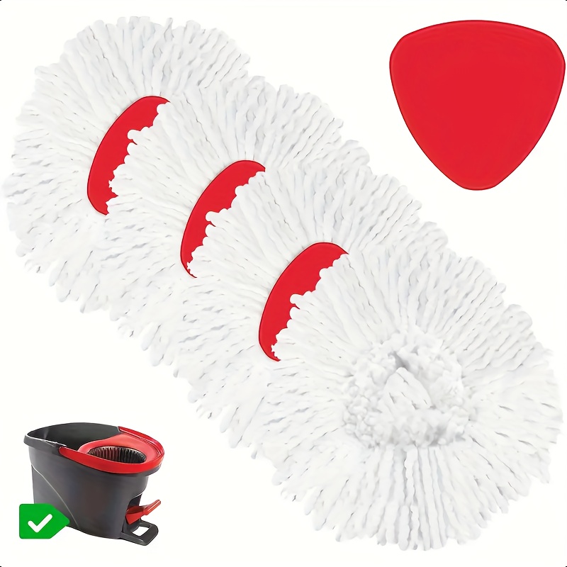4-pack spin mop heads  -dry design - washable cleaning pads, compatible with standard mops - for hardwood, tile,   floors - durable polyester construction - ideal for home & commercial use,   technology 0