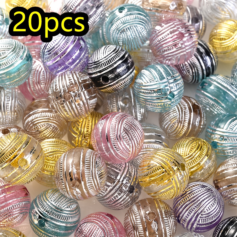 20pcs 16mm Random Round Acrylic Loose Spacer Beads For Jewelry Makeing Diy Handmade Bracelets Accessories