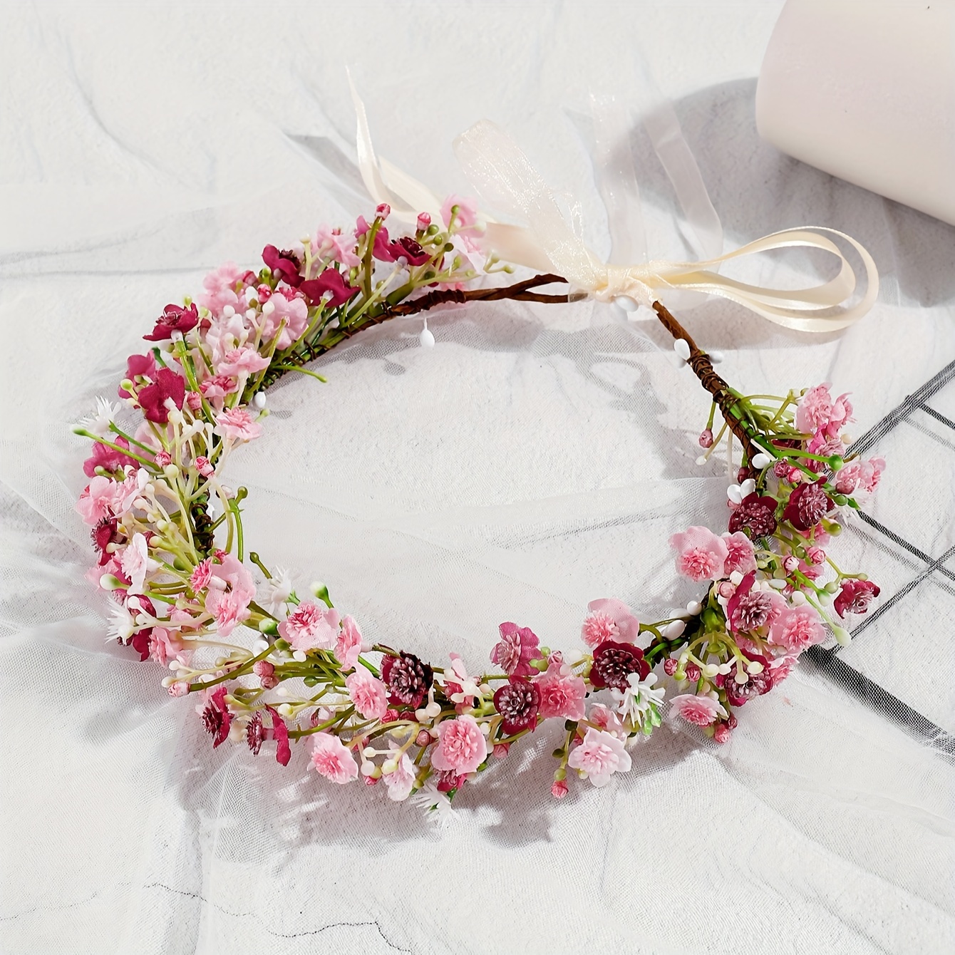 TEMU 1pc Of Colorful Daisy Wreath, Field Travel, Photography, Party Accessories