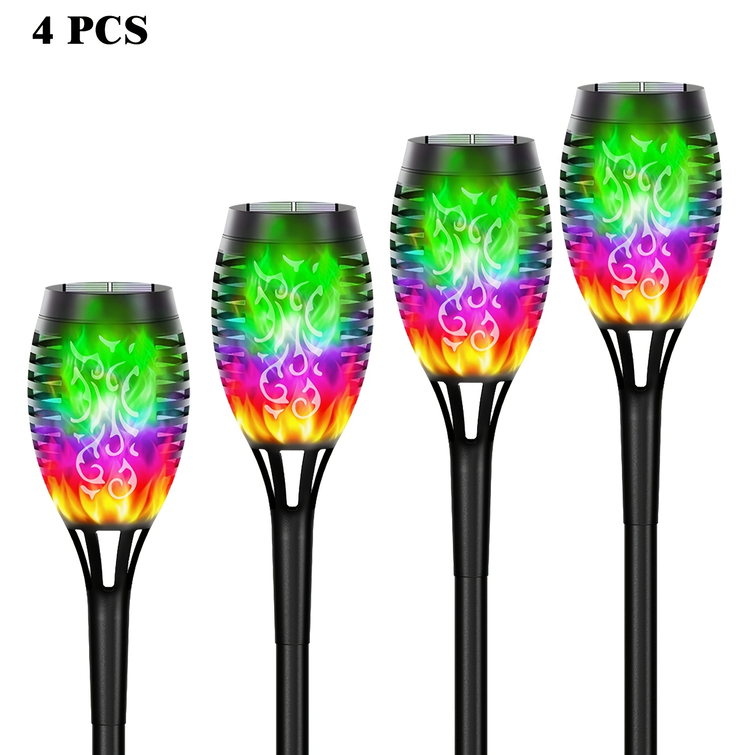 E-shop 4/8/12er Pack Farbige Solar Flammenleuchten, LED Solar Fackelleuchte, Solar Gartenleuchten für Außen, Terrassenleuchten für Draußen und