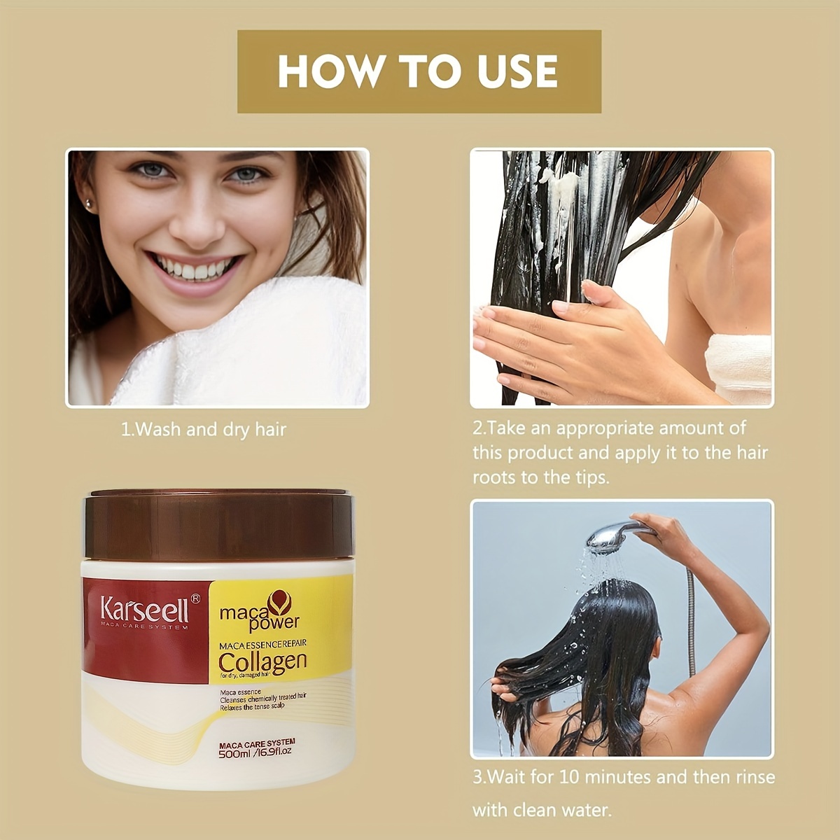 Tratamento capilar de colágeno para reparação profunda com óleo de argan, máscara de colágeno para cabelos danificados e secos, todos os tipos de cabelo, 16.90 oz 500ml detalhes 6