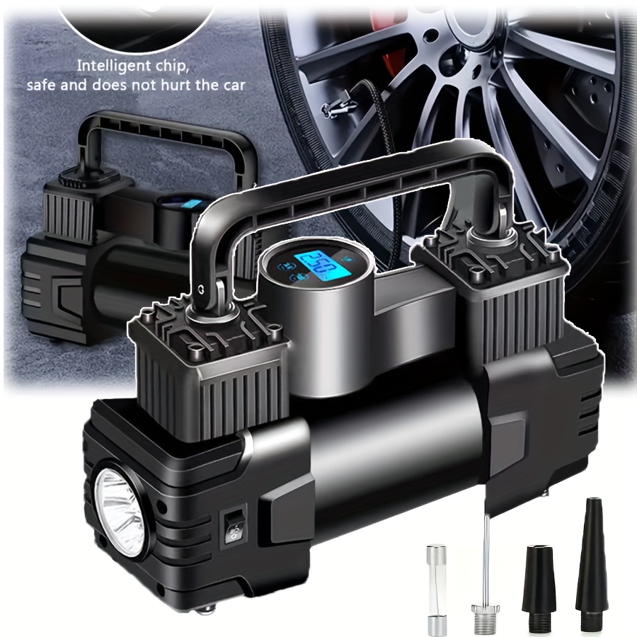 TEMU Portable Tire Inflator, 12v 150 Psi, Handheld Pump With Digital Pressure Gauge, For Car, Motorcycle, Bicycle, Balls, And Sports Equipment, Cars,