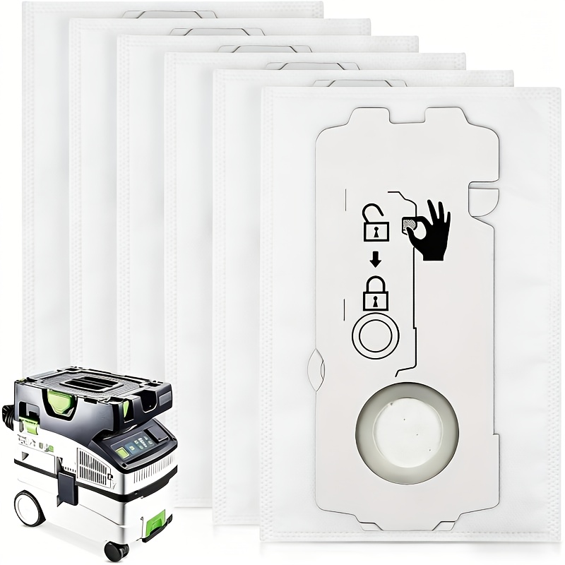 TEMU 6pcs Hepa-compatible Mini/midi Vacuum Cleaner Filter Bags Compatible For Fiestool Ct Min/ct Mini I/ct Midi & Ct Midi I Drills/ - Hepa-13