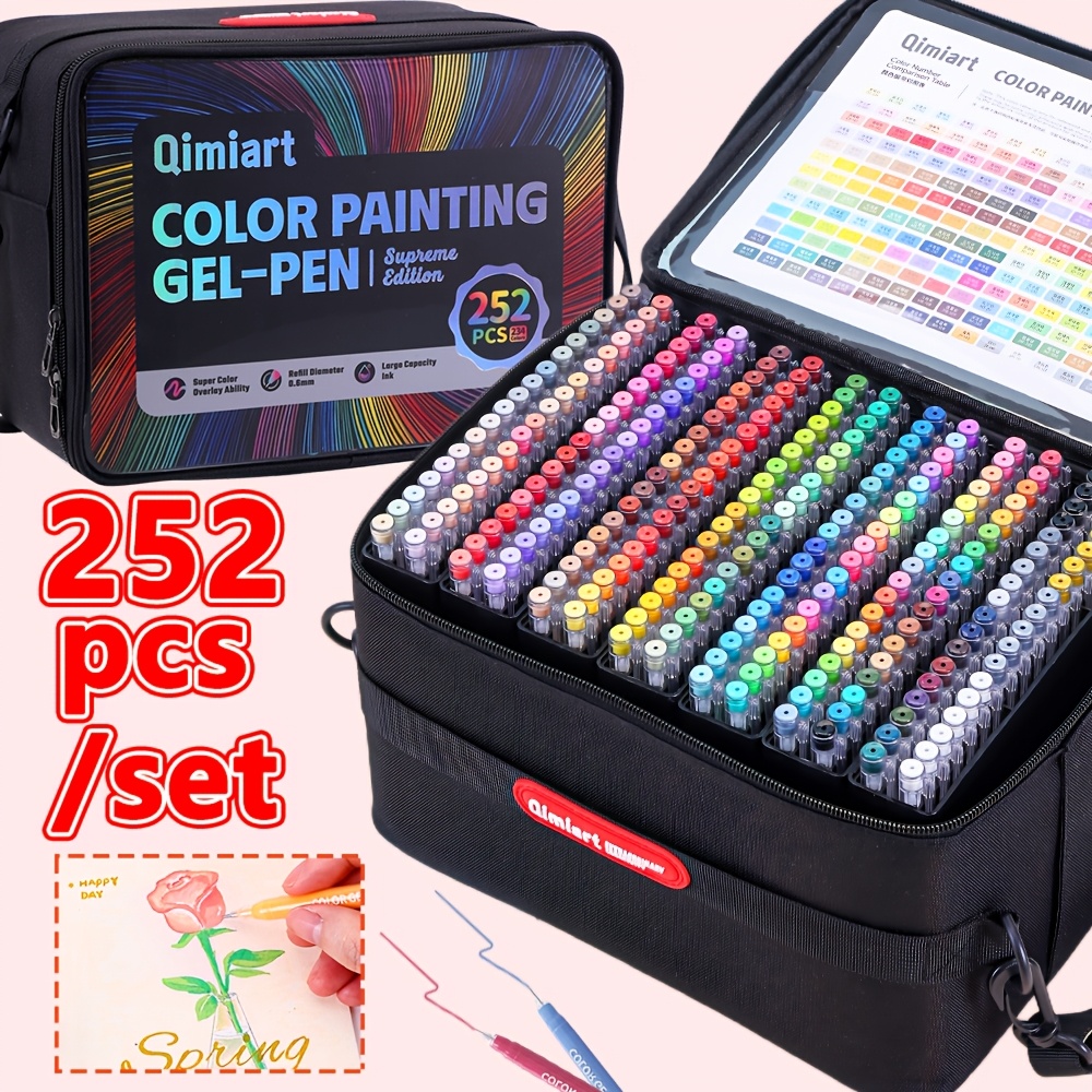 item picture   252pcs gel pen set with a carrying bag suitable for coloring on   black and white paper   0 6mm fine point pens are ideal for writing drawing journaling and are perfect for professional art supplies and   needs