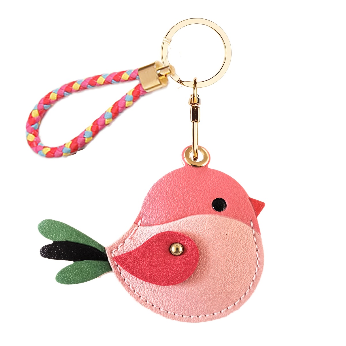 Image of 1pc Synthetic Faux Leather Keychain Holder Case Compatible With Airtag, Cute Protective Cover With Keyring, Anti-scratch Finder Gps Case For Wallet Keys, Bag