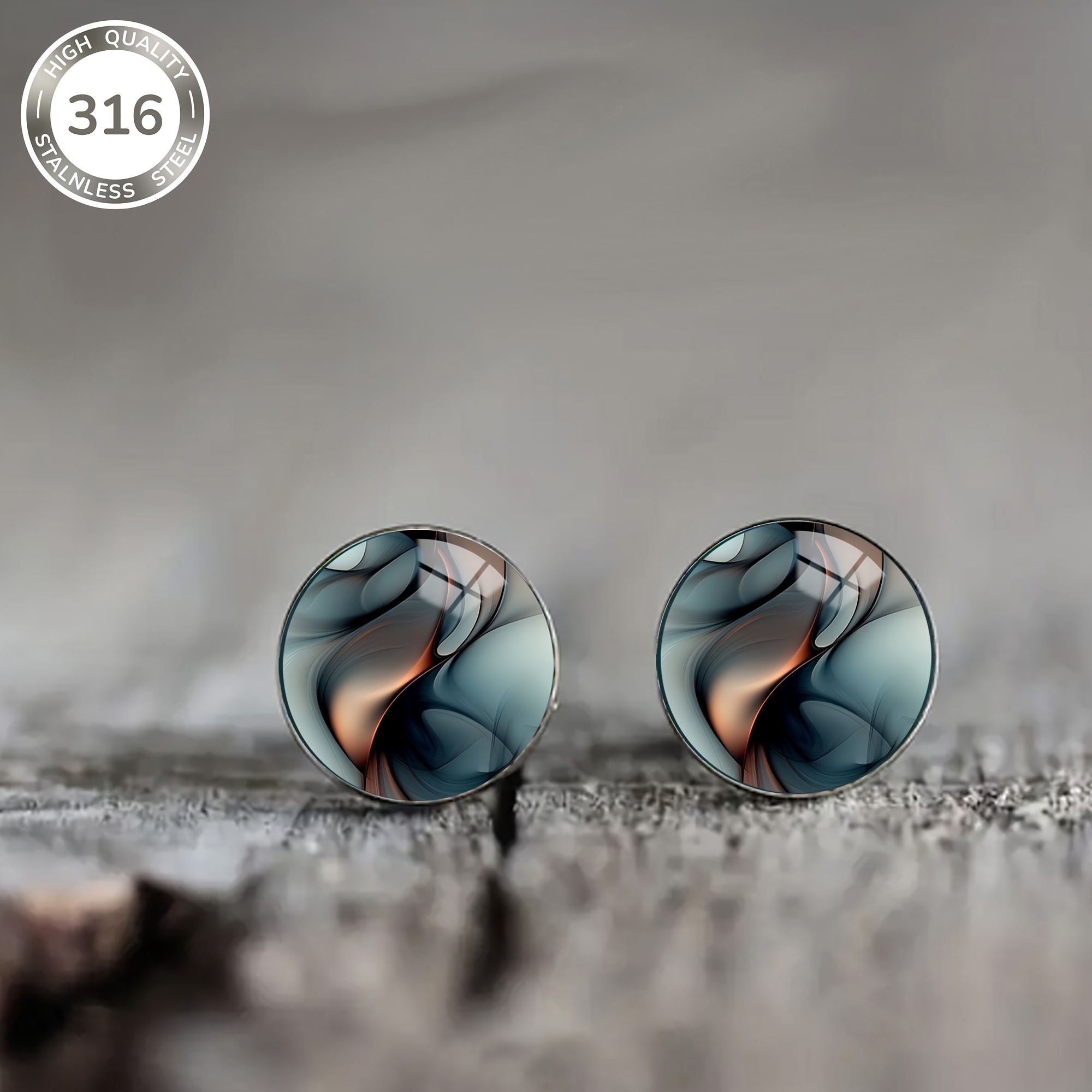 1 Pair Of Abstract Wave Pattern Steel Earrings, A Fashionable And Elegant Style For Men And Women, Suitable For Daily Wear, Vacation, And As A Holiday Gift