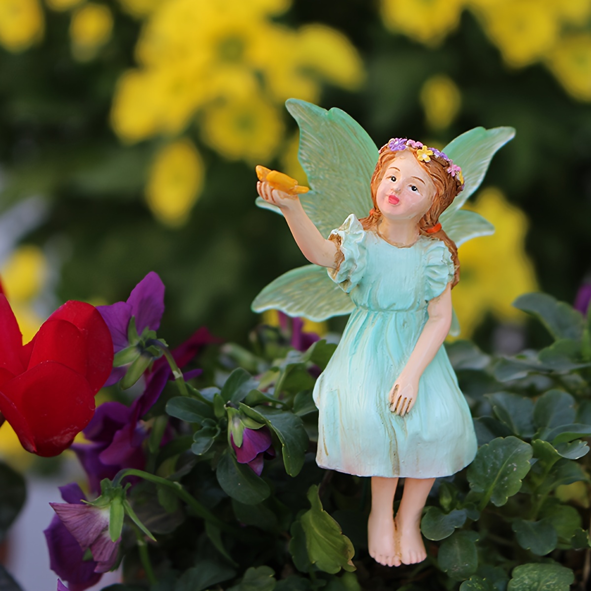 

1pc Butterfly Fairy Statue Mini-wings Glowable Fairy Statue Fairy Garden Miniature Landscape Bonsai Plug-in, Fairy Garden Resin Crafts Accessories, Garden Lovers Gifts, Gifts For Family And