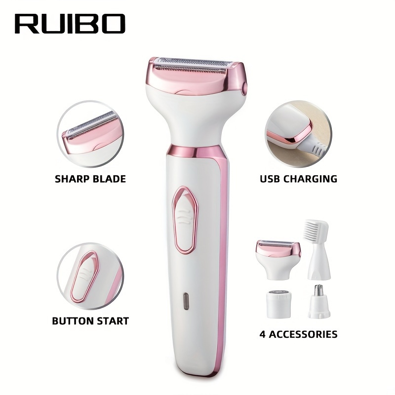 TEMU Women's Electric Razor, Rechargeable , Women's Face, Nose, Legs And Underarm Electric Razor, Women' And Wet Bikini Trimmer, Easy To Hair, Rechargeable, Portable, For Wife And Girlfriend