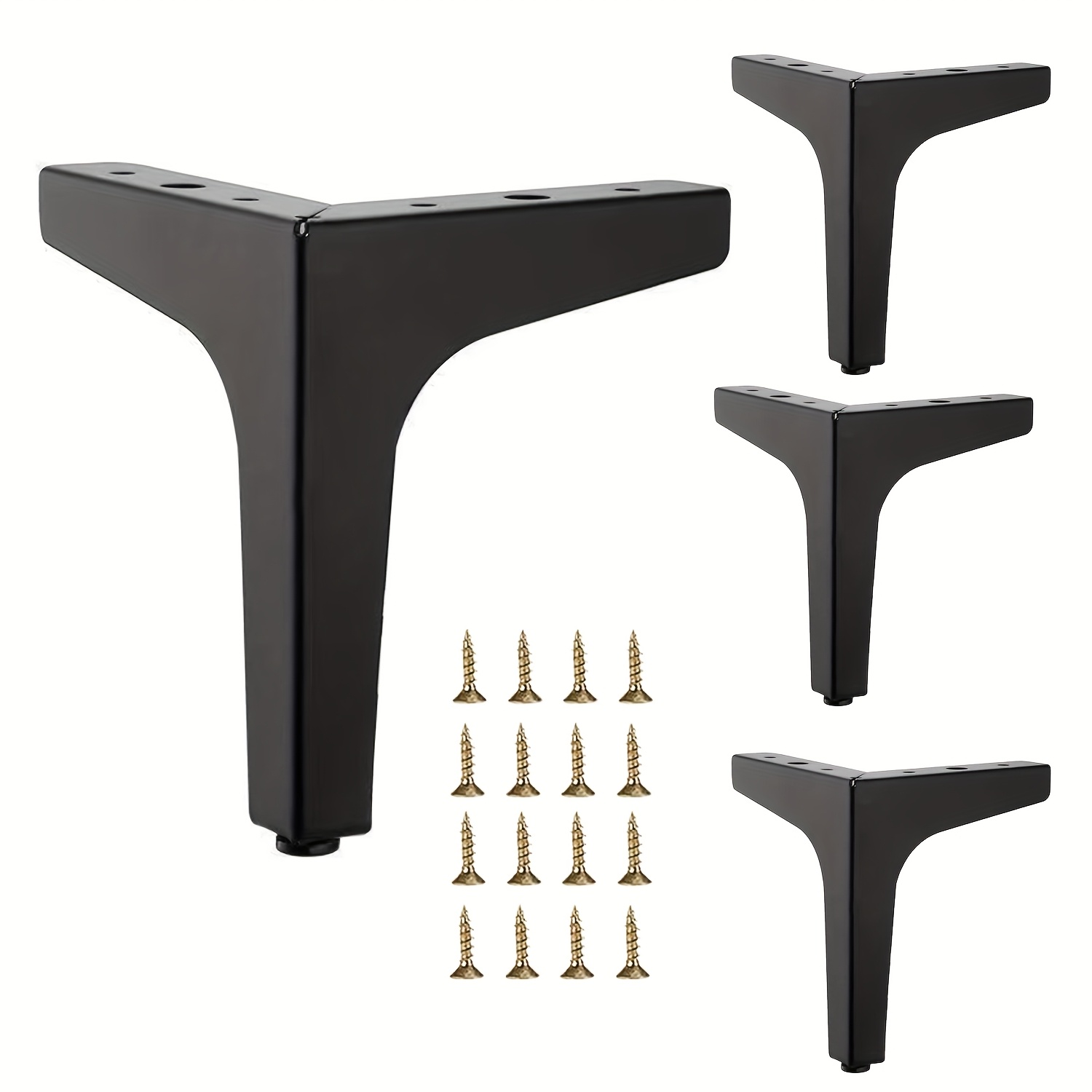 

4pcs Siaetiur Modern Black Metal Furniture Legs - 4" Hairpin Feet With Anti-slip Design, Includes Screws For - Sofas, Cabinets, Chairs & Beds