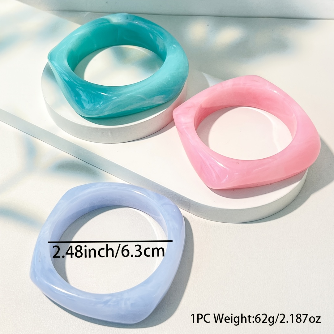 3pcs Retro Geometric Pattern Resin Bracelet Set