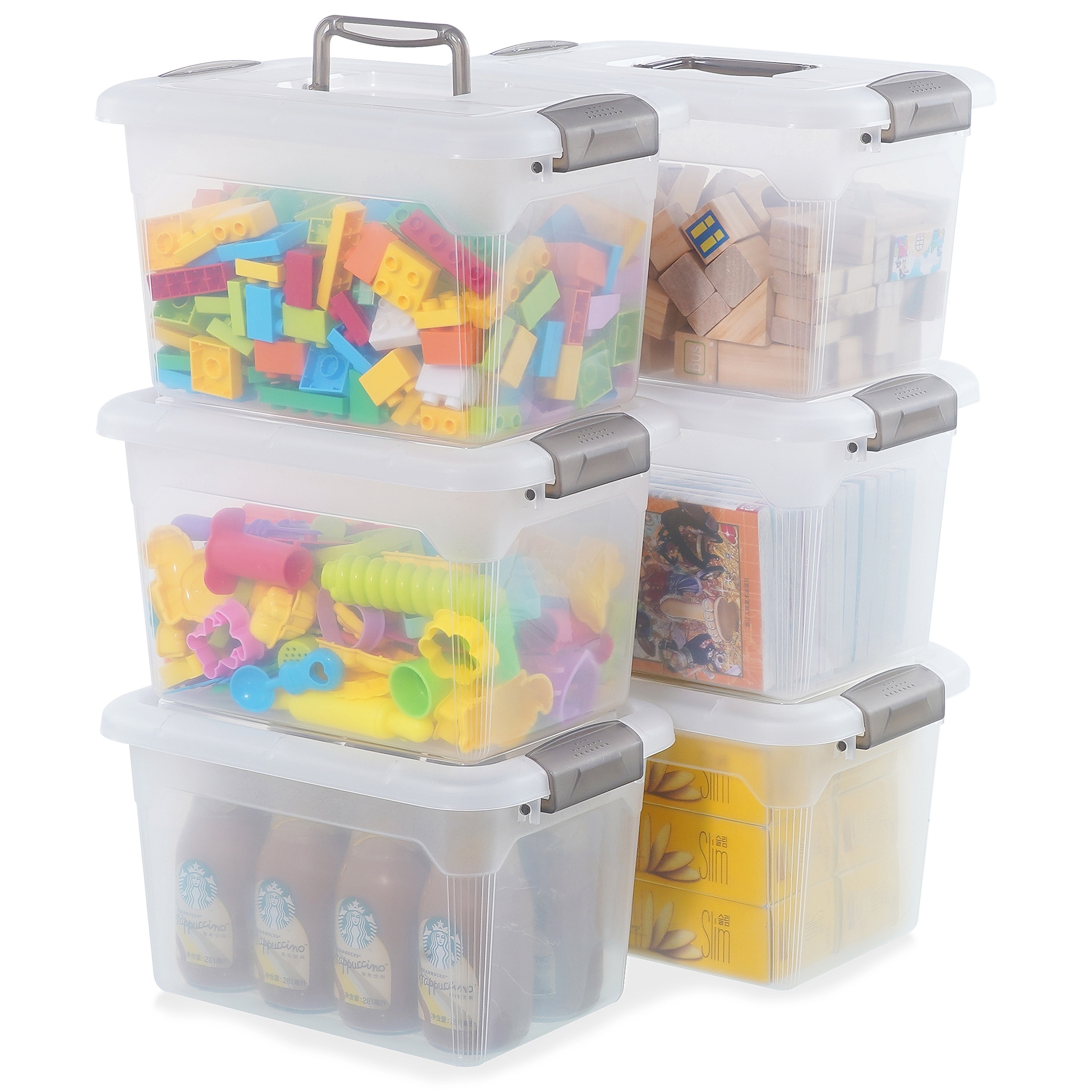 TEMU Set Of 6 Rectangular Plastic Storage Containers With Lids, Ideal For Organizing Small Items Like Jewelry And Other Additions, Perfect For