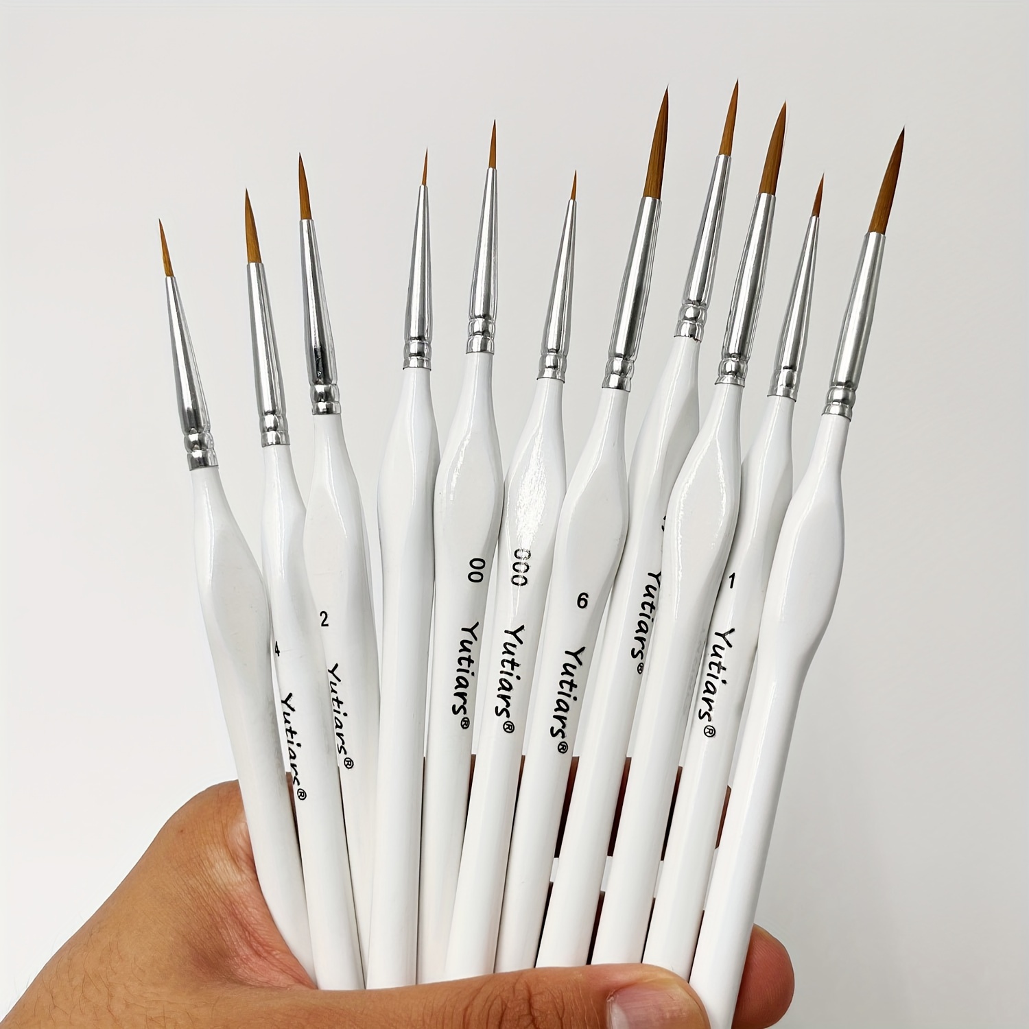 

Yutians Premium Quality Detail Paint Brushes Set, 11 Pcs Miniature Brushes For Fine Detailing & Art Painting - Acrylic, Oil, Watercolors & Paint By Number, Models, Face, Nail, Craft, 40k