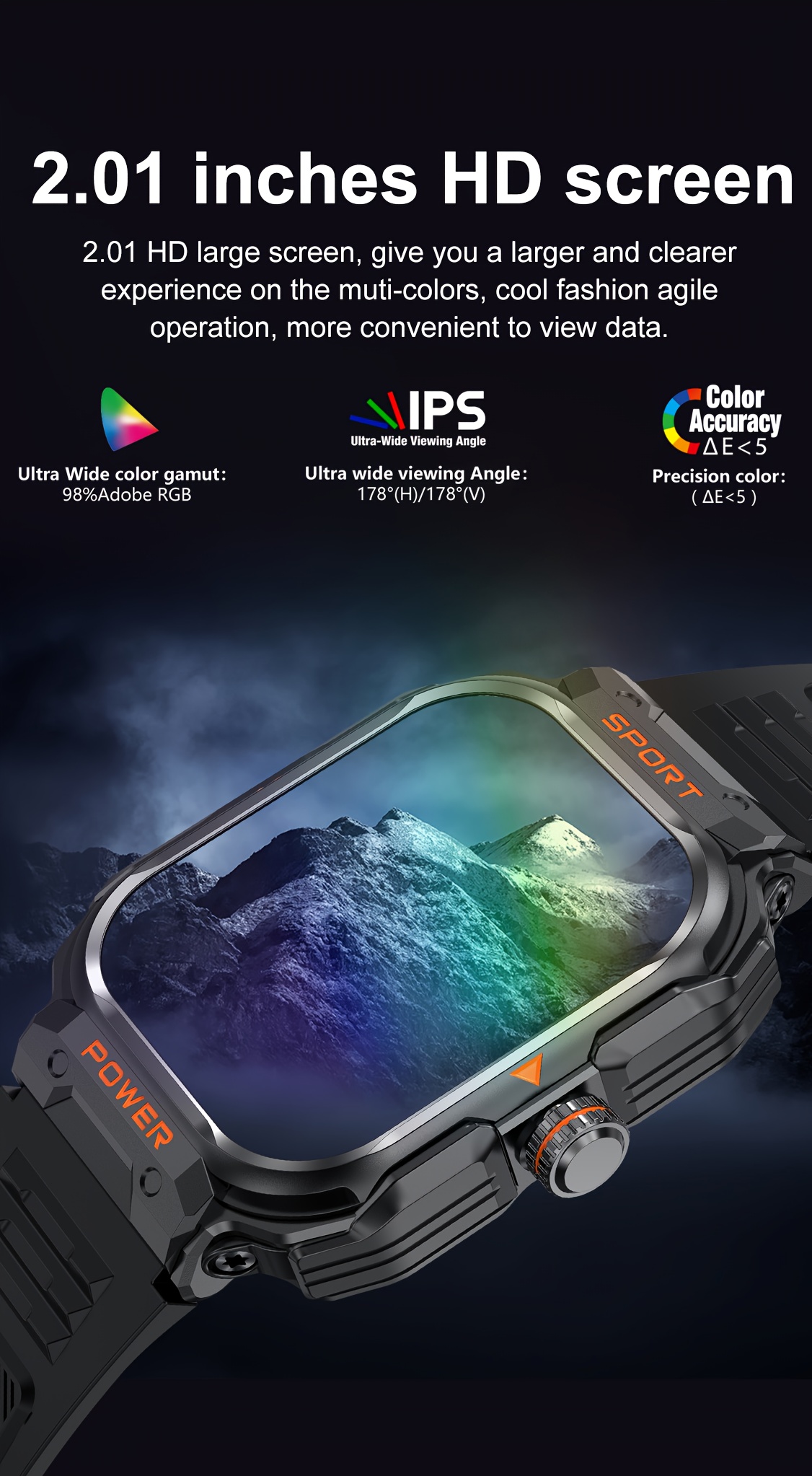 Nouvelle Montre Connectée Robuste 2,01 Pouces Smart 2-en-1 pour Hommes, Montre Sport Sans Fil avec Fitness, Voix AI, Montre Connectée Extérieure