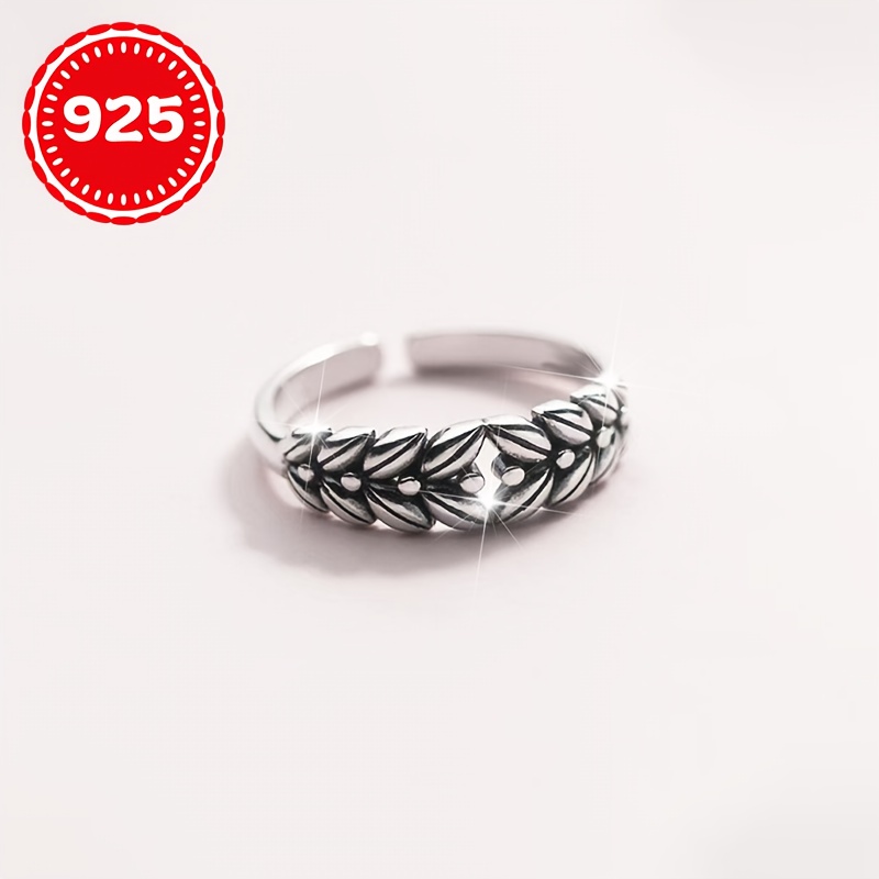 Vintage Wheat Spike Ring 925 Silver Plated Hypoallergenic Antique Oxidized