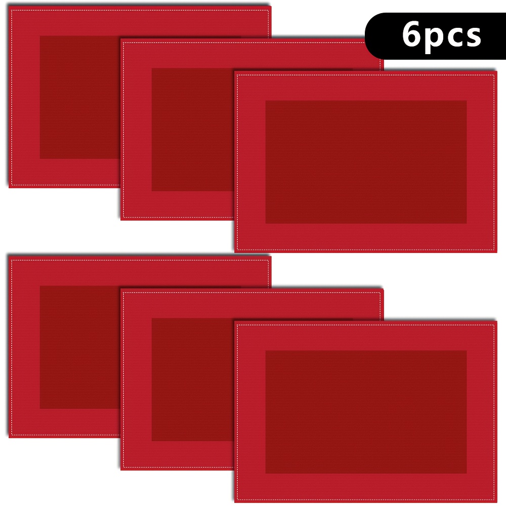 Image of A Set Of 2/4/6 Elegant Red Placemats, Heat-resistant, Chinese Style Solid Color, Square Polyester Table Mat, Suitable For Holiday Banquets, Parties, Daily Dining And Home Decoration, Machine Washable