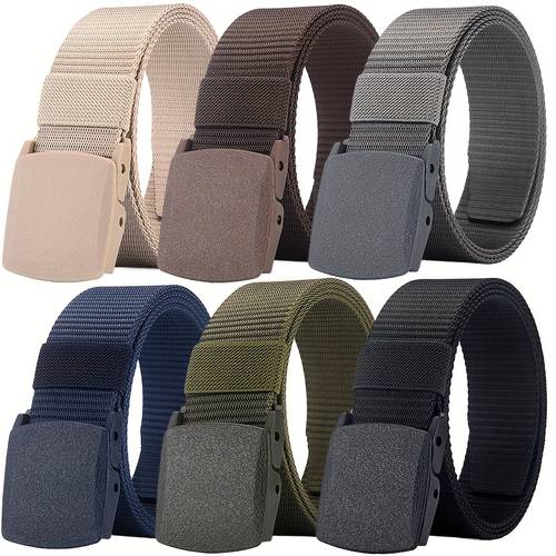 6pcs stylish unisex nylon belts hypoallergenic soft fabric webbing smooth casual belt safe and comfortable for travel students outdoor activities and everyday wear