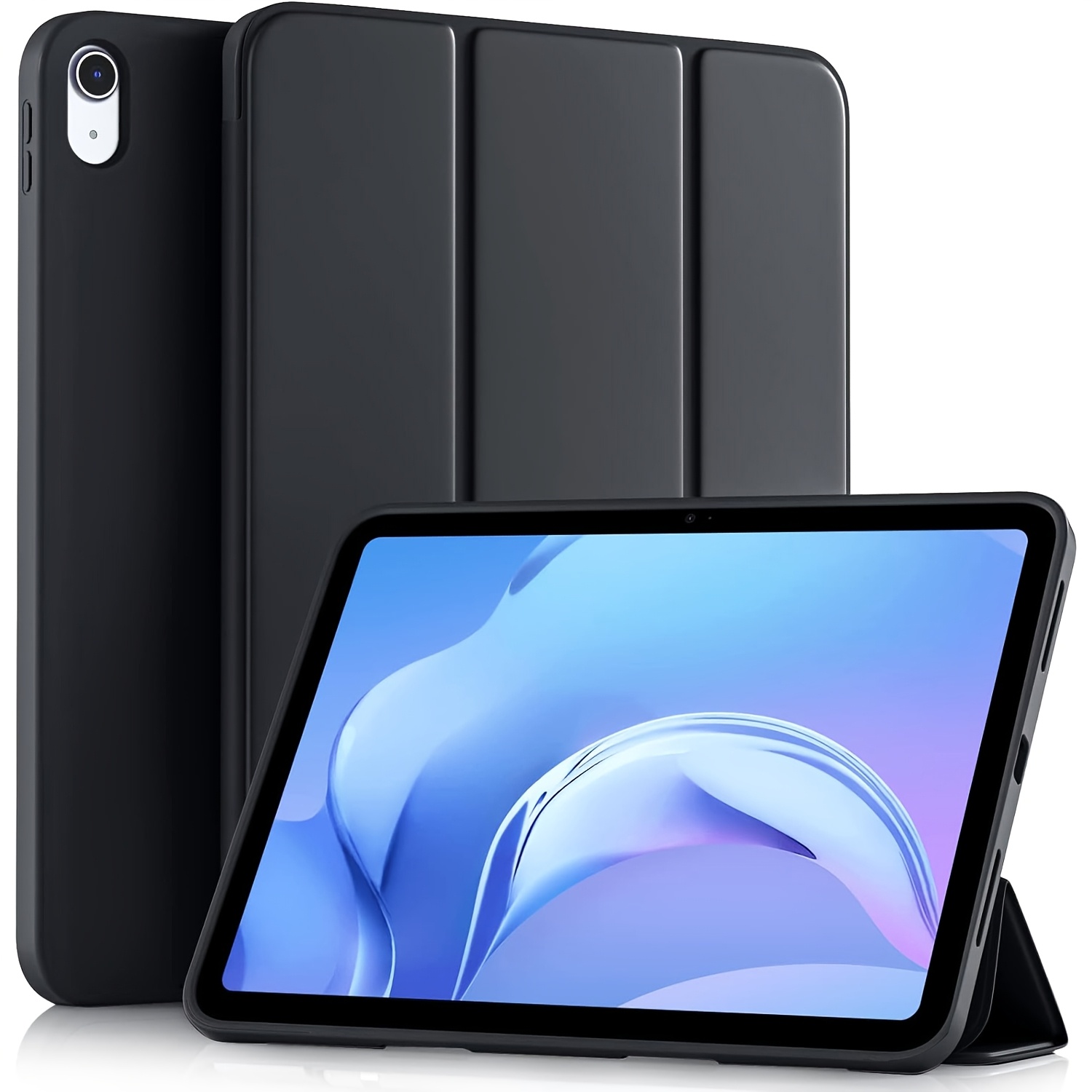 

Stand Silicone Case For Ipad 10th Gen 10.9" 2022, Slim Softshell With Tpu Back, Auto Sleep/wake, Non-slip, Resistant, - Black