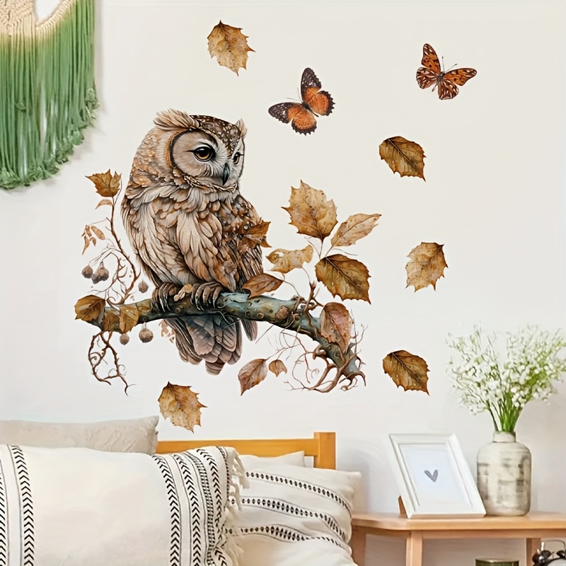 Cute Cartoon Owl And Wall Stickers, Self-adhesive Art For Decorating Bedrooms, Living Rooms, Kitchens, And Dining Rooms, Removable Pvc Wall Decals