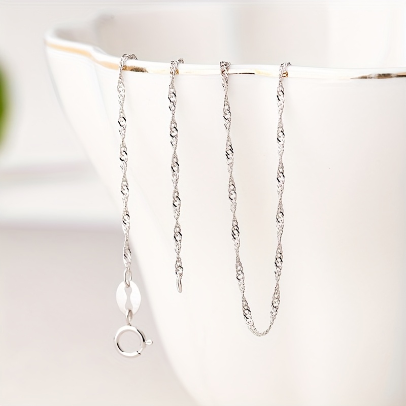 Silvery S925 Wave Chain Collarbone Necklace Hypoallergenic
