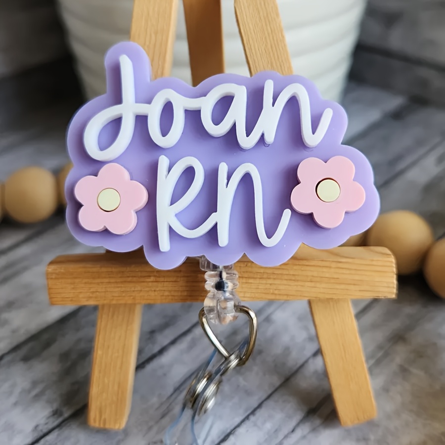 TEMU 2d Custom Rn Badge Reel, Personalized Nurse Badge Holder, Custom Name Badge, Retractable Id, Nursing Gift, Cute Badge Reel