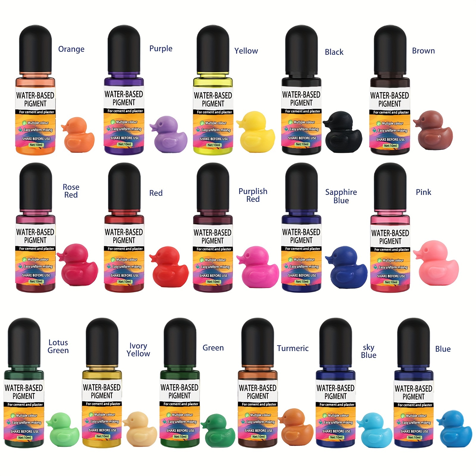 Water-based Color High-concentration Water-based Dye Pigment, 16 Bottles, 0.35 Fluid Ounces Per Bottle, Suitable For Cement And Plaster Dyeing
