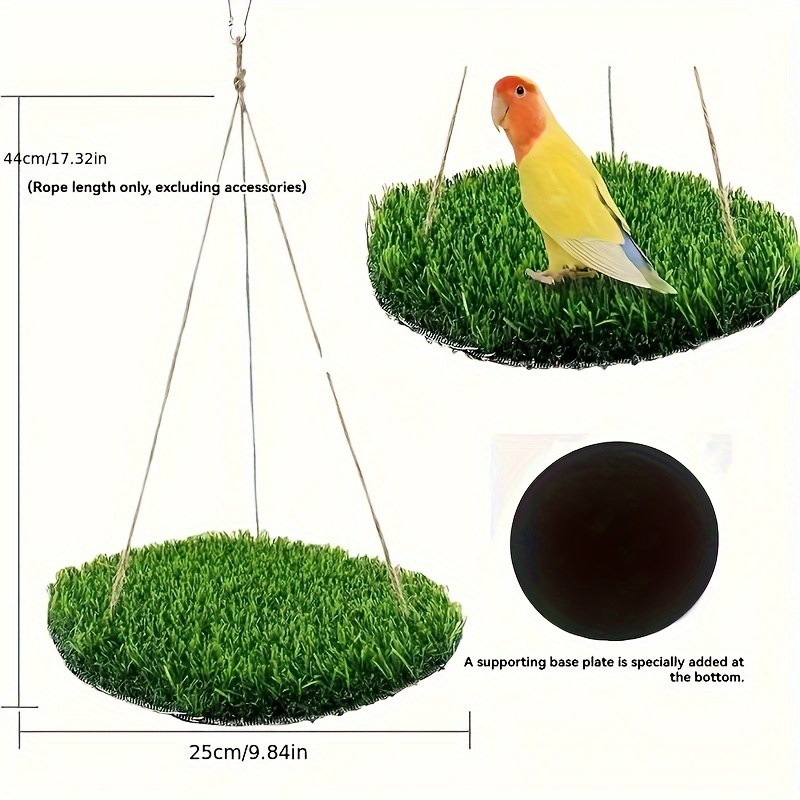 TEMU Artificial Grass Bird Swing, Parrot Climbing Play Toy, Universal Small Pet Hanging Hammock, Indoor Aviary Perch For Birds, Squirrels, Hamsters – Suitable For Small Animals, Made Of Pp Material