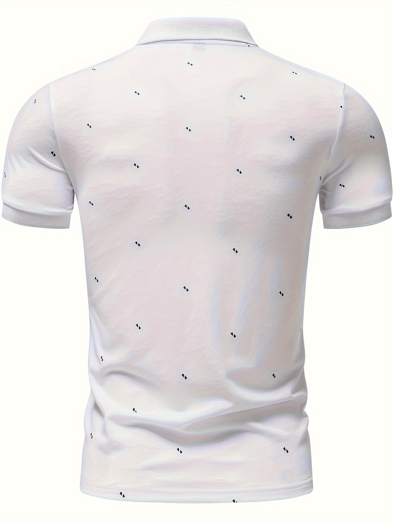 Geometric graphic print golf shirt Men's White Golf Polo (White