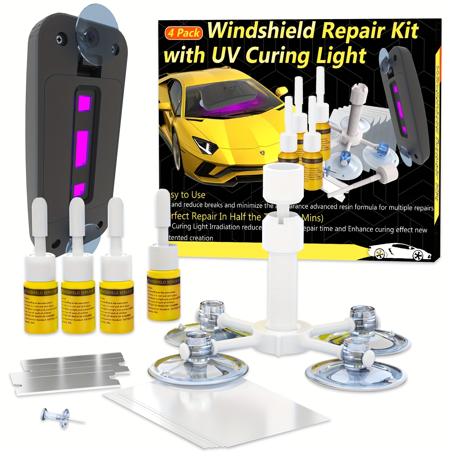 

Windshield Repair Kit, Windshield Crack Repair For Chips And Cracks, Glass Repair Fluid With Pressure Syringes, Car Windshield Chip Repair Kit Quick Fix For Chips, Cracks, Star-shaped Crack