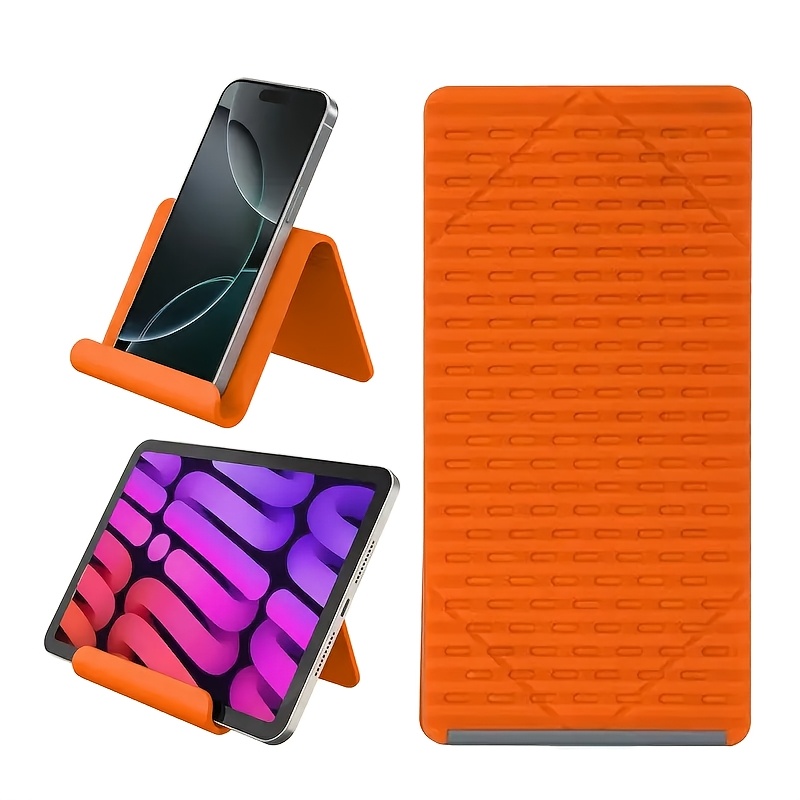   flexible silicone foldable phone tablet holder stand with anti slip base   pads portable multi device compatible for for smartphones tablets laptops books lightweight for home car travel desk airplane use