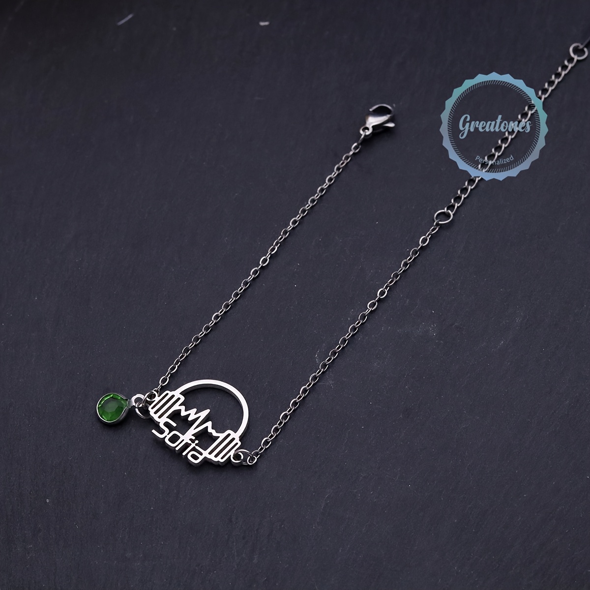Personalized Custom Name Bracelet with Music Notes, Stainless Steel
