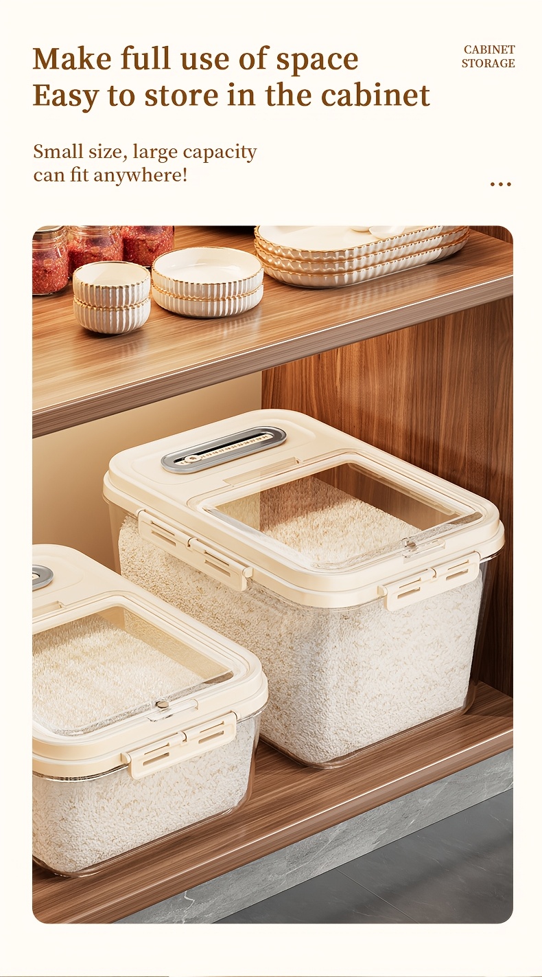 2 sizes airtight food storage containers set 5kg 11 02lb 10kg 22 05lb transparent plastic grain dispenser with measuring cup moisture proof and insect resistant for rice   flour pet food hand wash reusable square with magnetic closure for kitchen use Product details 7